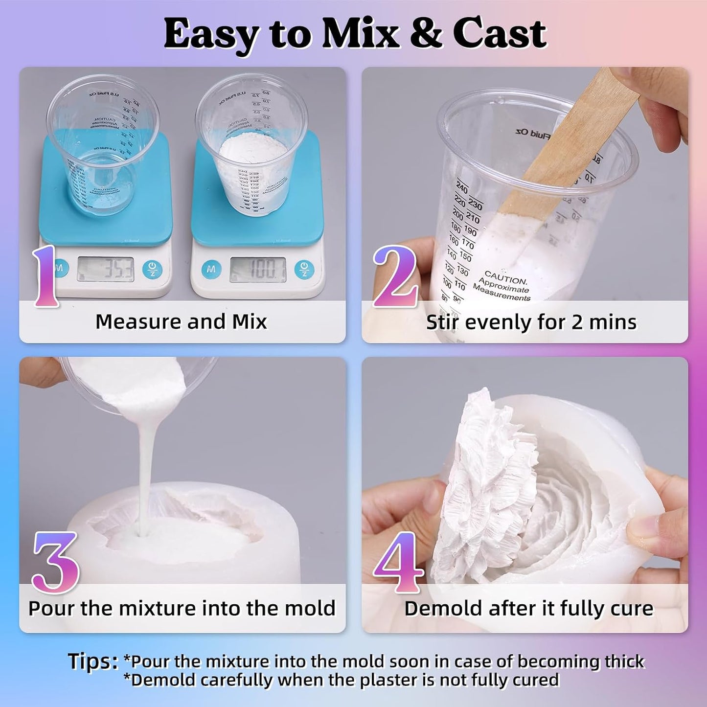 LET'S RESIN Resin Casting Powders 3000g,20~30 Minutes De-Mold Ceramic Resin