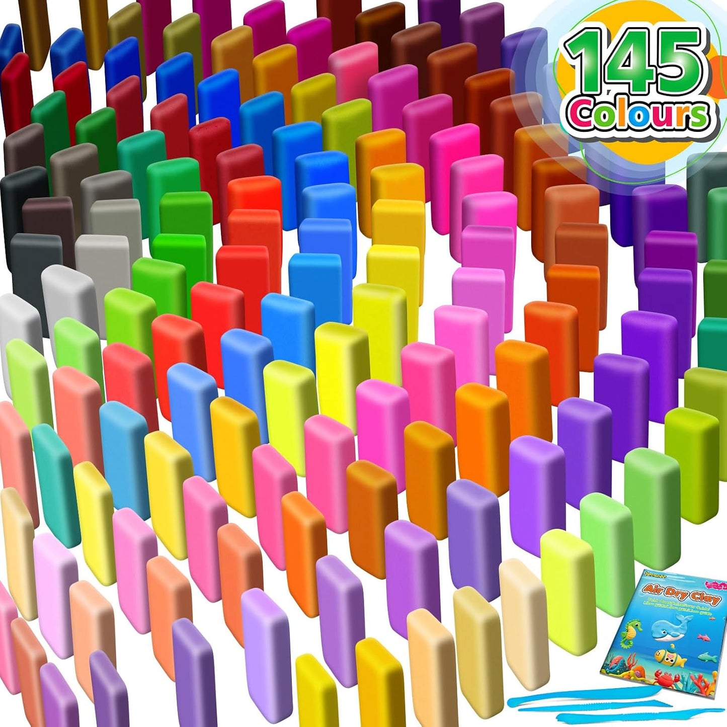Air Dry Clay 145 Colors, Modeling Clay for Kids, DIY Molding Toy with Tools