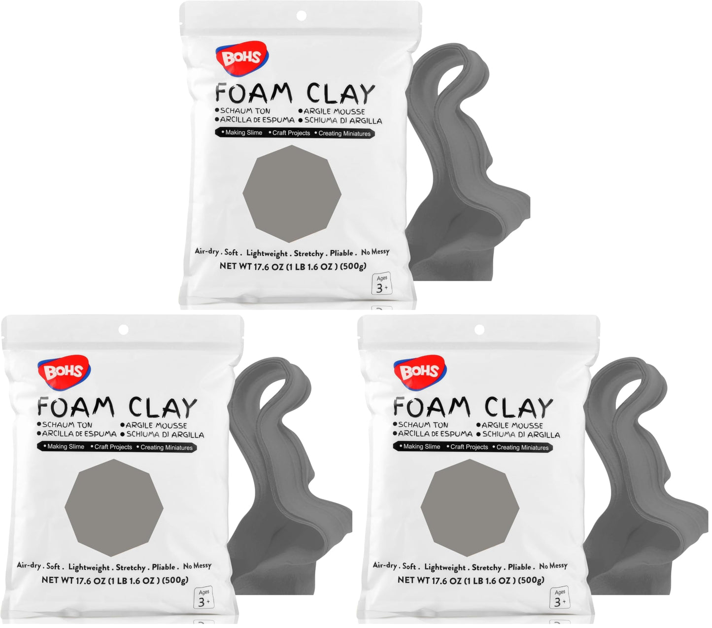 BOHS Foam Clay, White Air Dry Modeling Clay, 1.1 lb