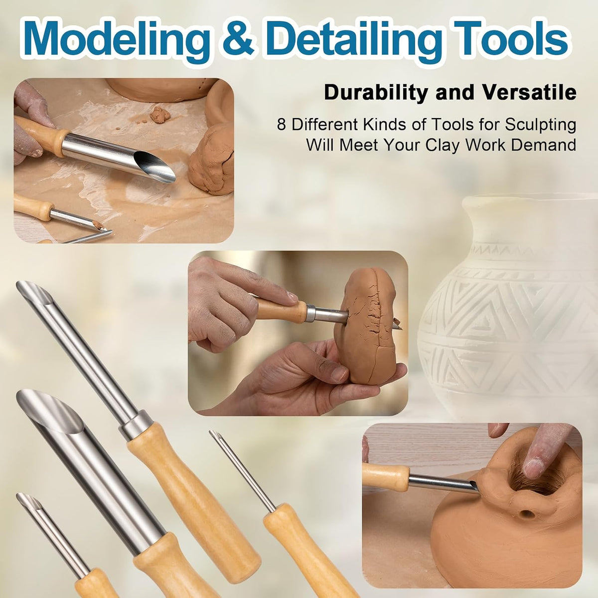 Amrules 4 Pcs Clay Hole Cutters Sculpting Tools Set for Pottery