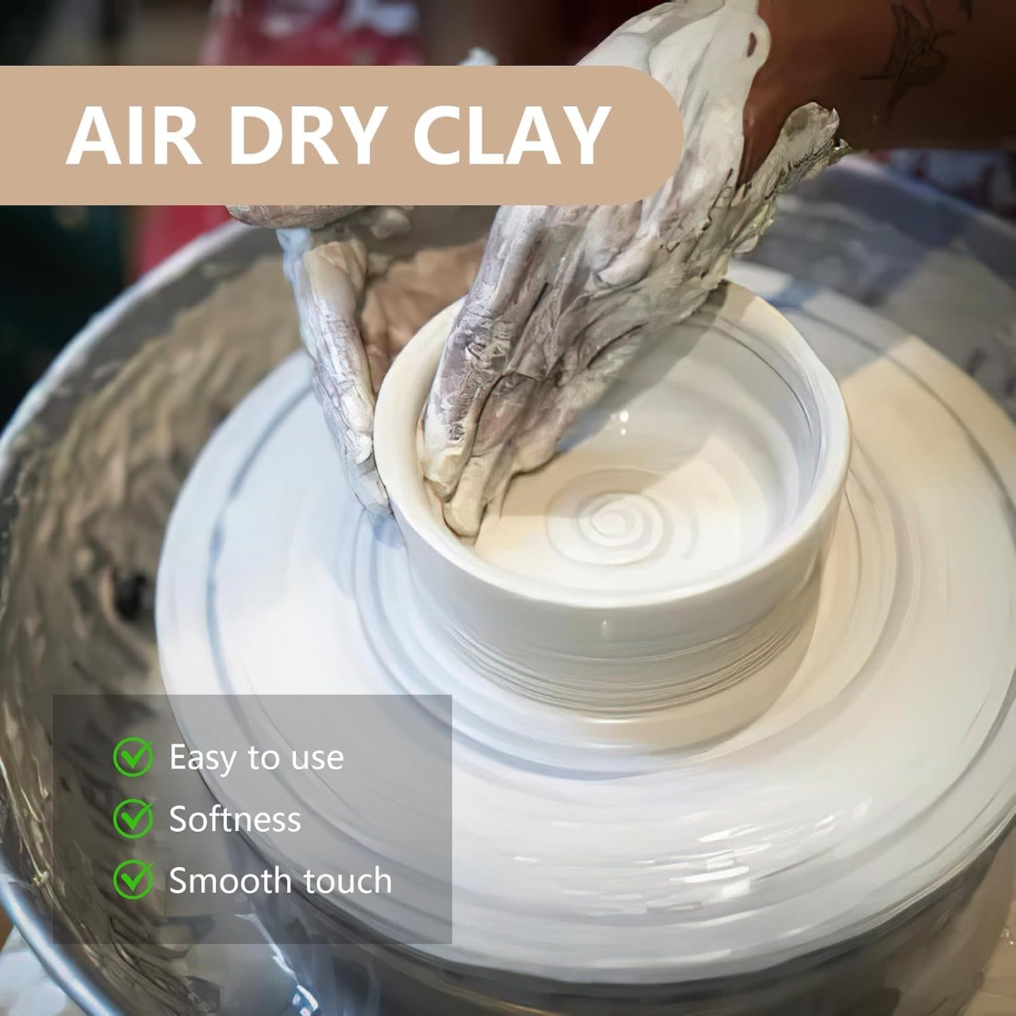 VIBRATITE 10LB Air Dry Clay, White Modeling Clay for Pottery & Sculpting