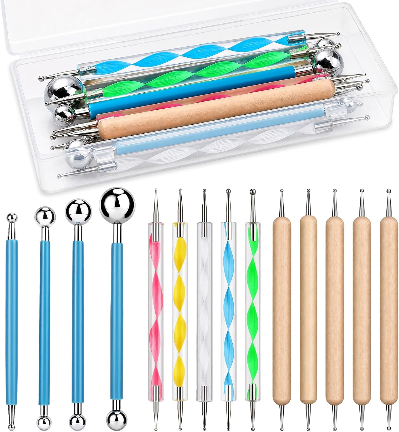 LOKUNN 14 Pcs Dotting Tools Embossing Tool Dotting Tools Set Rock Painting