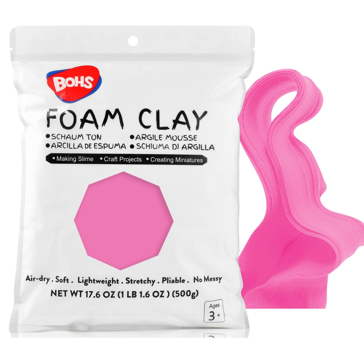 BOHS Foam Clay, White Air Dry Modeling Clay, 1.1 lb