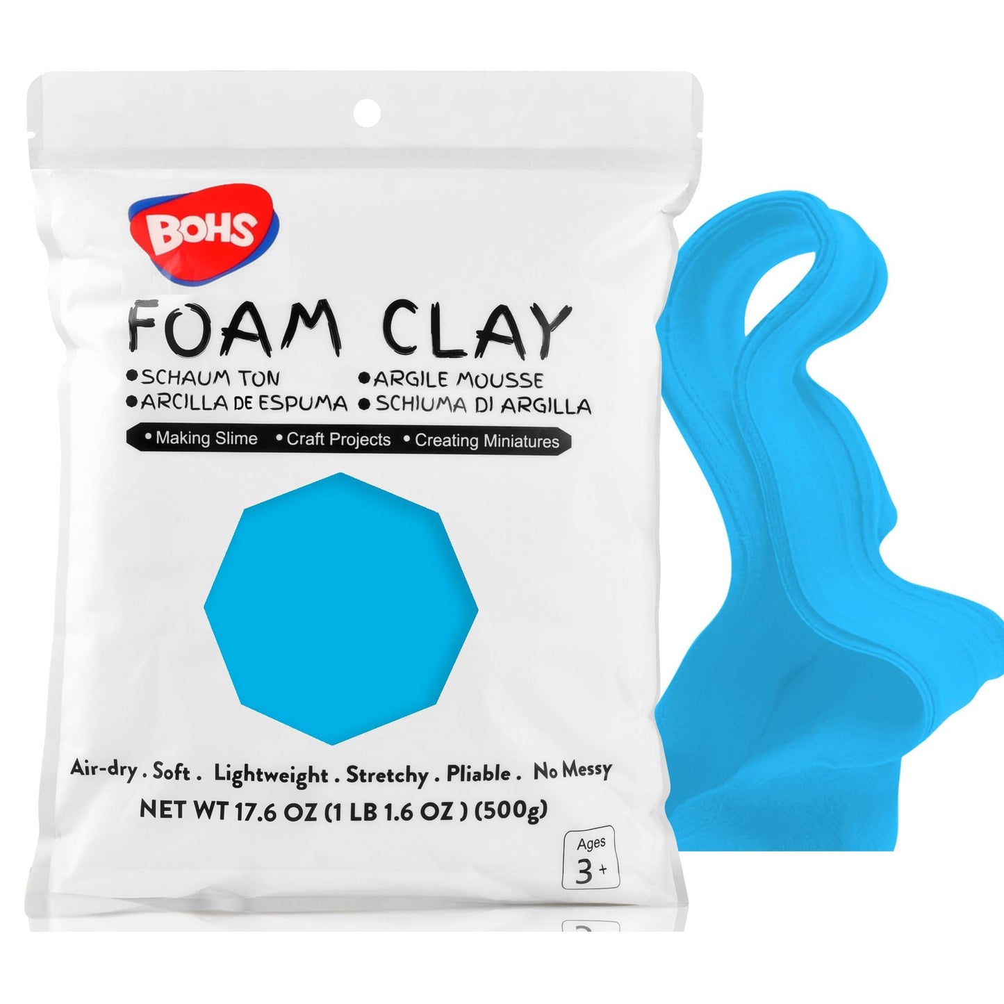 BOHS Foam Clay, White Air Dry Modeling Clay, 1.1 lb