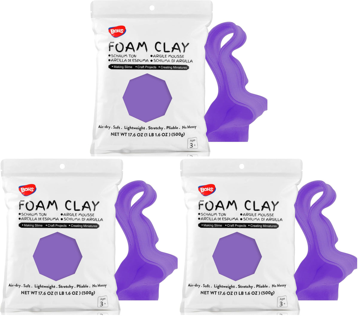 BOHS Foam Clay, White Air Dry Modeling Clay, 1.1 lb