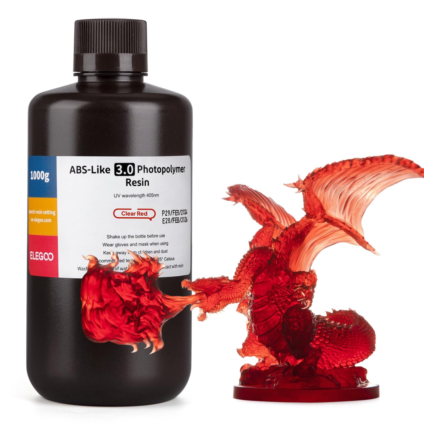 ELEGOO 8K ABS-Like 3D Printer Resin Red Clay 1000g