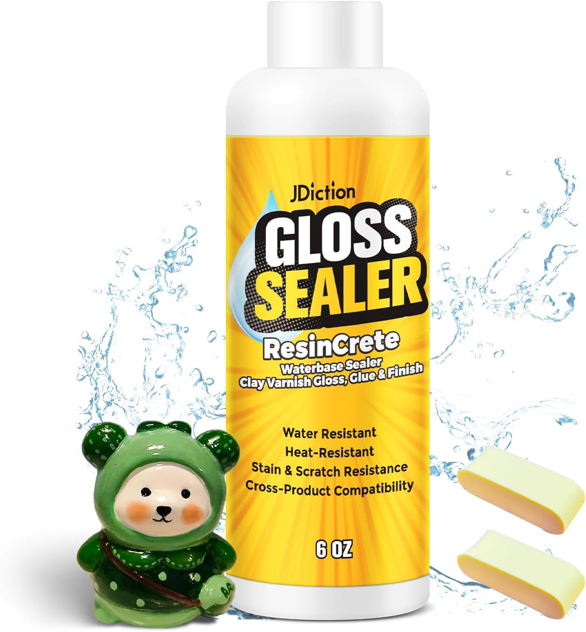 Air Dry Clay Glaze, 177ml Clay Varnish for Air Dry Clay/Polymer Clay Sealer, ResinCrete, Varnish for Pottery&Acrylic Paint, Waterproof & Stain Resistant, Design for Air Dry Clay Pottery (Gloss,6OZ)