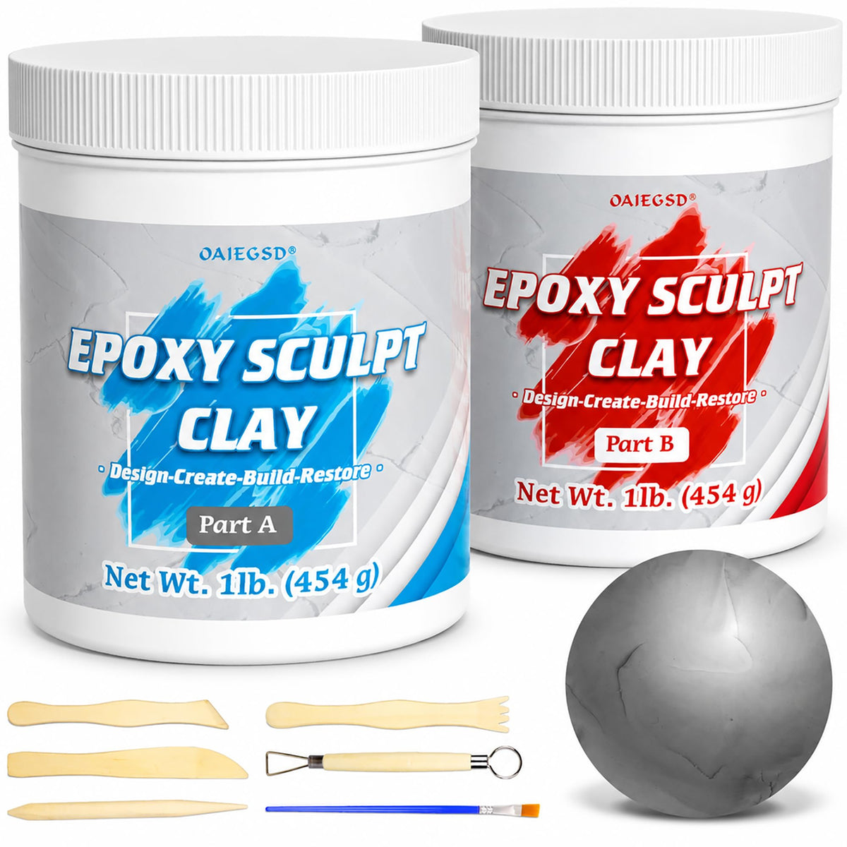 1 lb White Epoxy Putty Sculpt Clay, 2 Part Self Hardening Modeling Clay