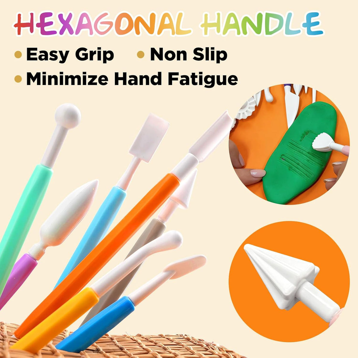 16PCS Double Head Sculpting Tools Set, Clay Tools Kit with 1.7 FL OZ Air Dry Clay Glaze for DIY Pottery, Molding Polymer Clay – Safe & Ergonomic Grip for Craft Lovers & Beginners