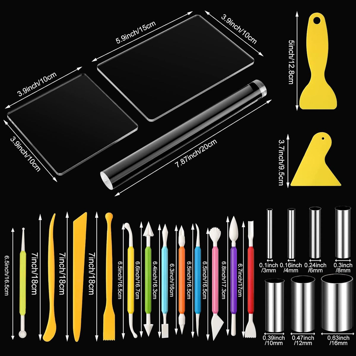 Honoson 23 Pcs Clay Sculpting Tools Set with Roller Cutters,Colorful