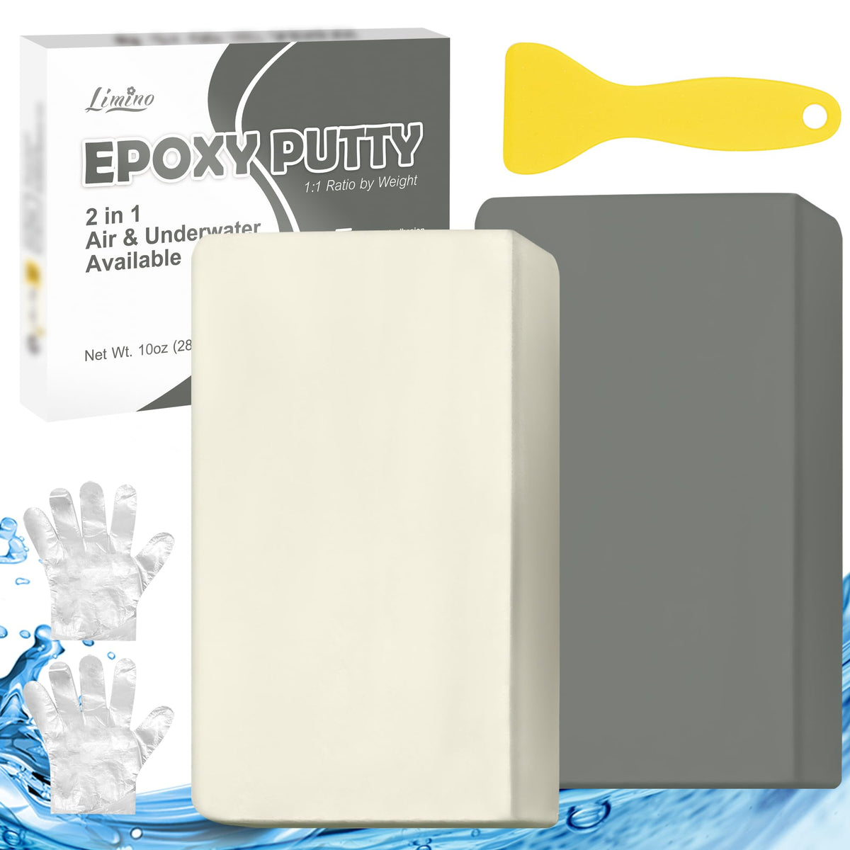 Epoxy Putty - 10oz Fast Repair Multipurpose Clay, Strong Adhesion Epoxy Filler Putty for Fixing Leaks, Cracks, Filling - 2 Part Epoxy Sculpt Clay for Bonding Metal, Tile, Ceramics, Plastic (White)
