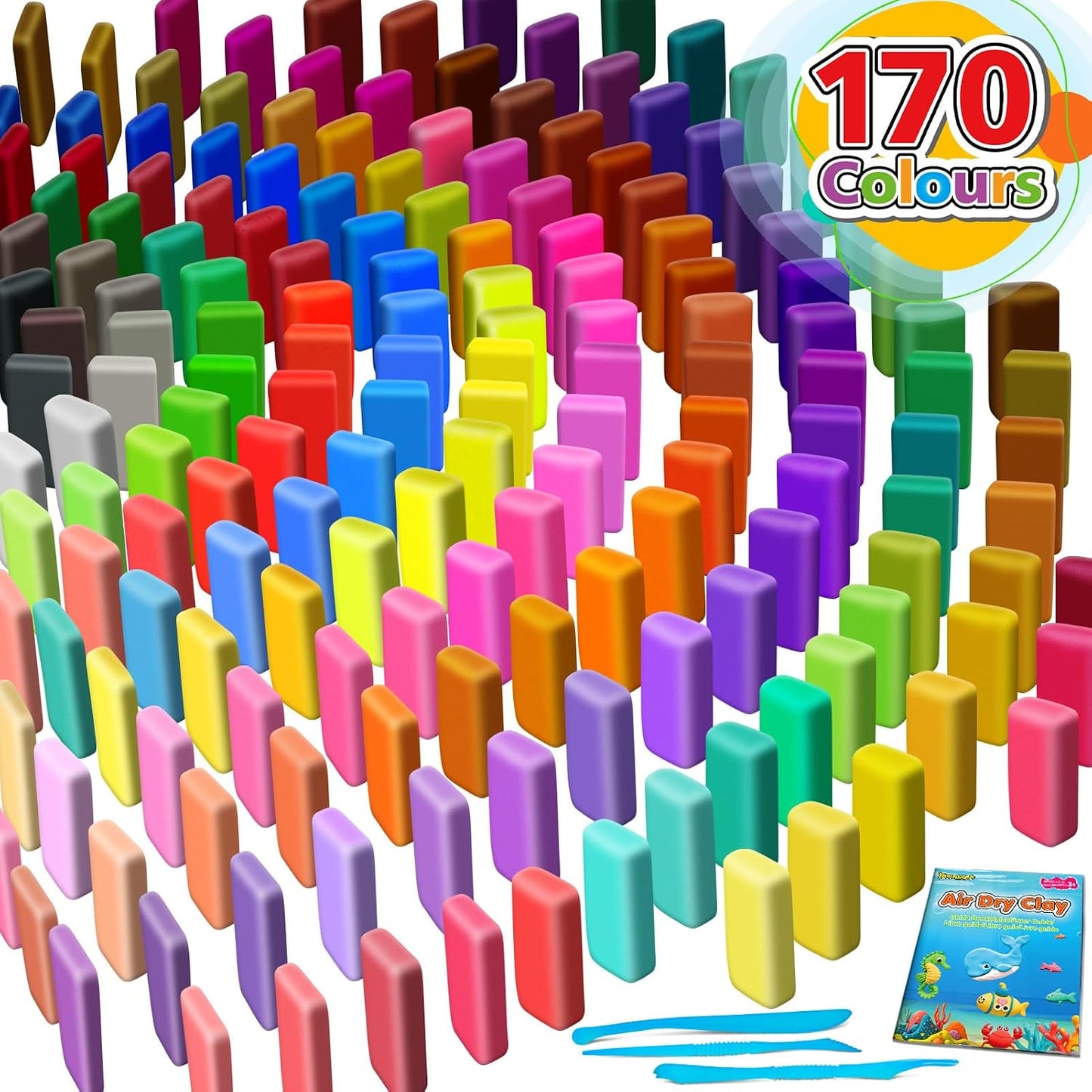 Air Dry Clay 170 Colors, Modeling Clay for Kids, DIY Molding Toy with Tools
