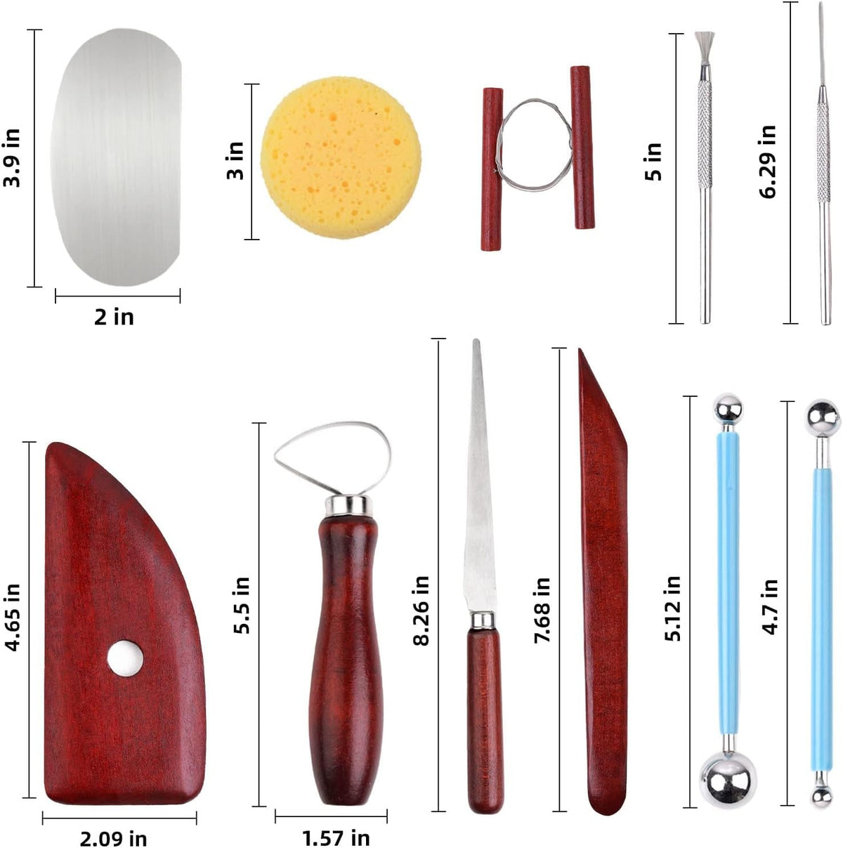 Blisstime 18PCS Clay Sculpting Tools, Basic Clay Pottery Carving Tool Kit with Wooden Handles and Tool Bag
