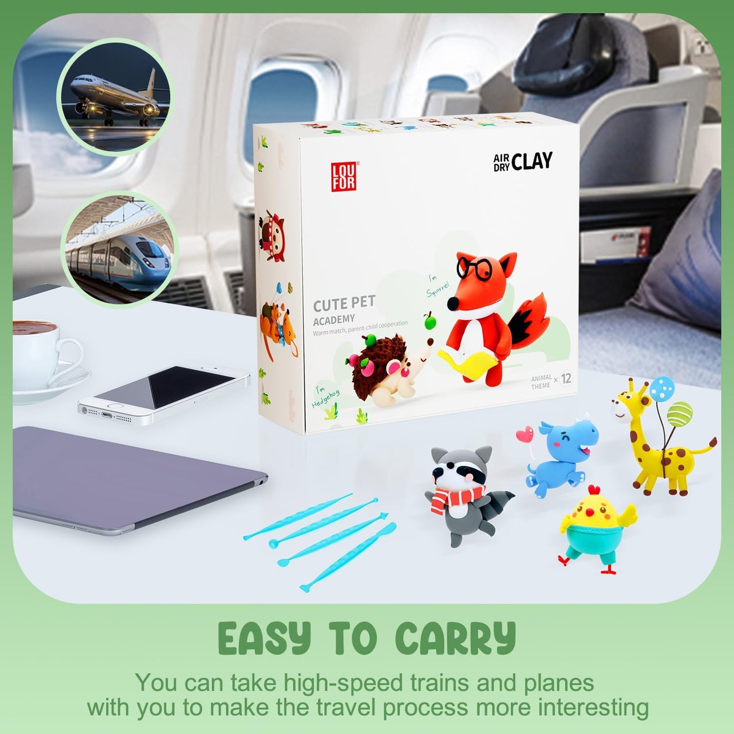 LOUFOR Air Dry Clay Kits for Kids, 12 Boxes