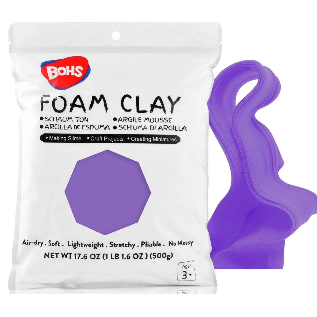 BOHS Foam Clay, White Air Dry Modeling Clay, 1.1 lb