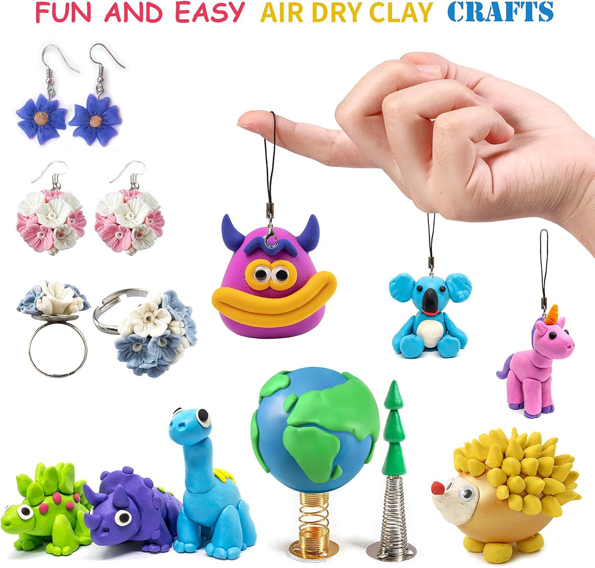 Air Dry Clay 24 Colors, Modeling Clay for Kids, DIY Molding Magic Clay, Toy Gifts for Age 3+ Years Old Boys Girls Kids