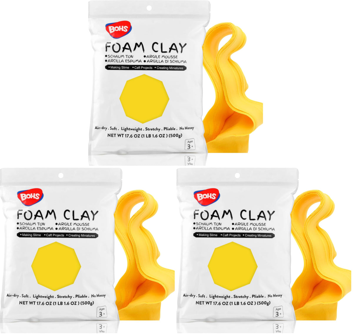 BOHS Foam Clay, White Air Dry Modeling Clay, 1.1 lb