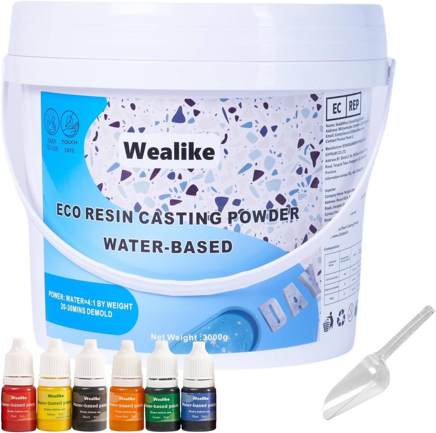 Eco Resin Ceramic Plaster 3000G with 6 Pigments,for DIY Craft