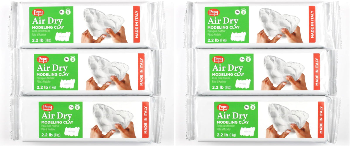 Pepy Premium European Air Dry Modeling Clay White 2.2 lb Bar, Easy to Use Air-Hardening Clay for Classroom and Montessori Sculpting and Crafts Projects