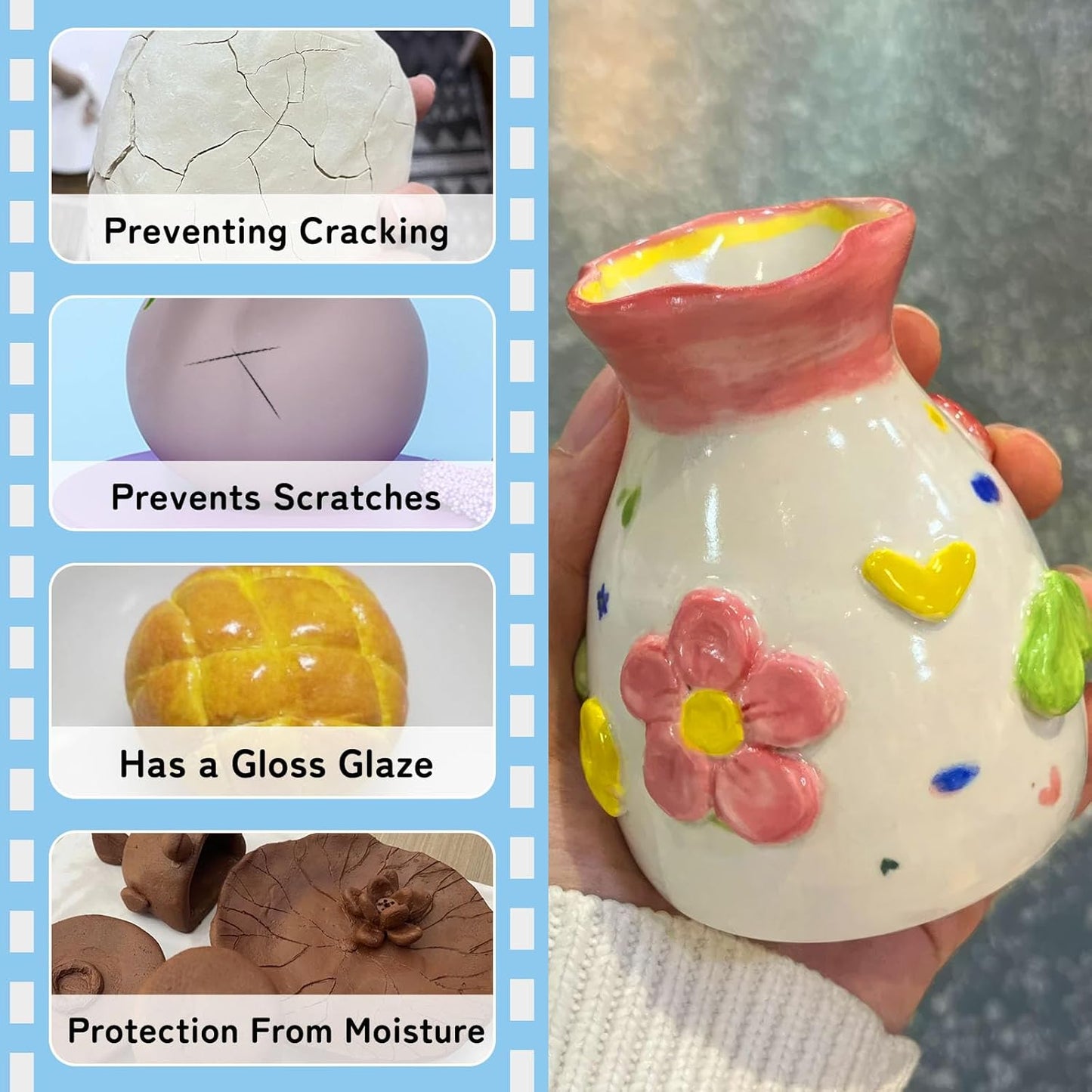 100ml Air Dry Clay Glaze, Protect Clay Surfaces,Delivers Gloss Glaze Effect