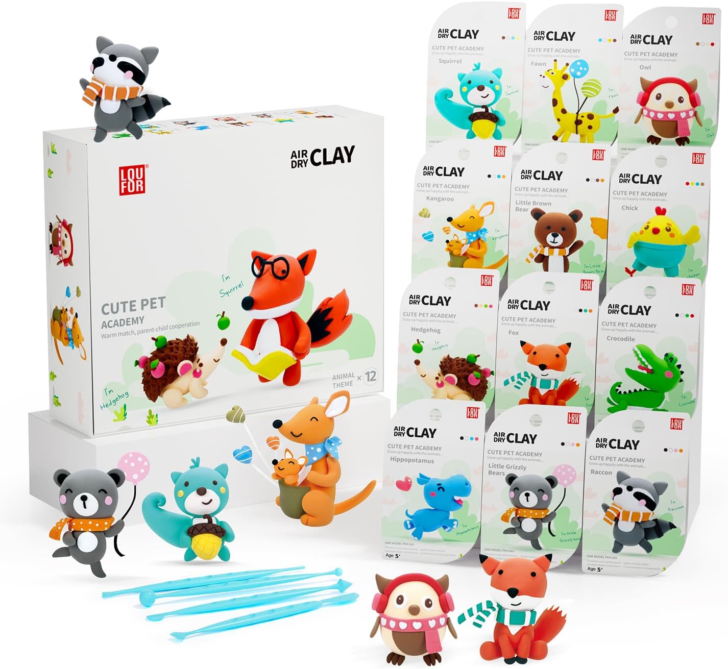 LOUFOR Air Dry Clay Kits for Kids, 12 Boxes