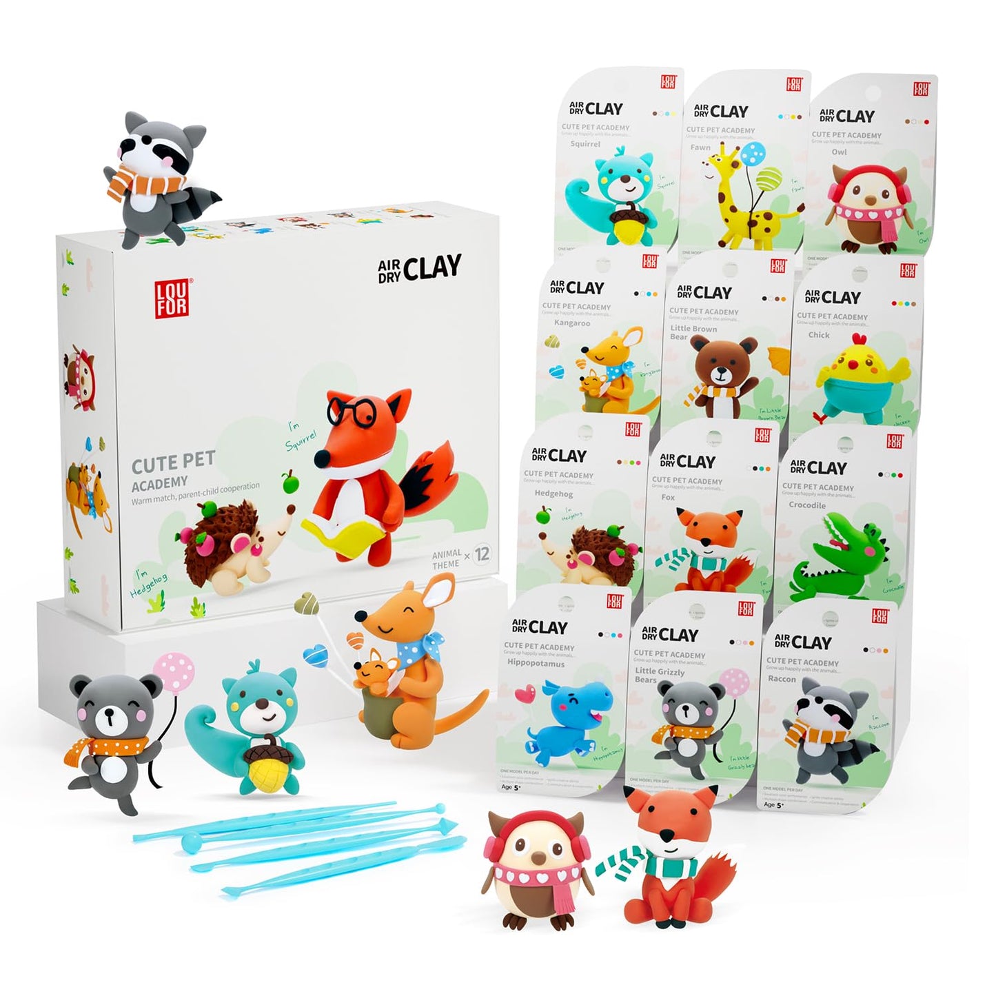 LOUFOR Air Dry Clay Kits for Kids, 12 Boxes
