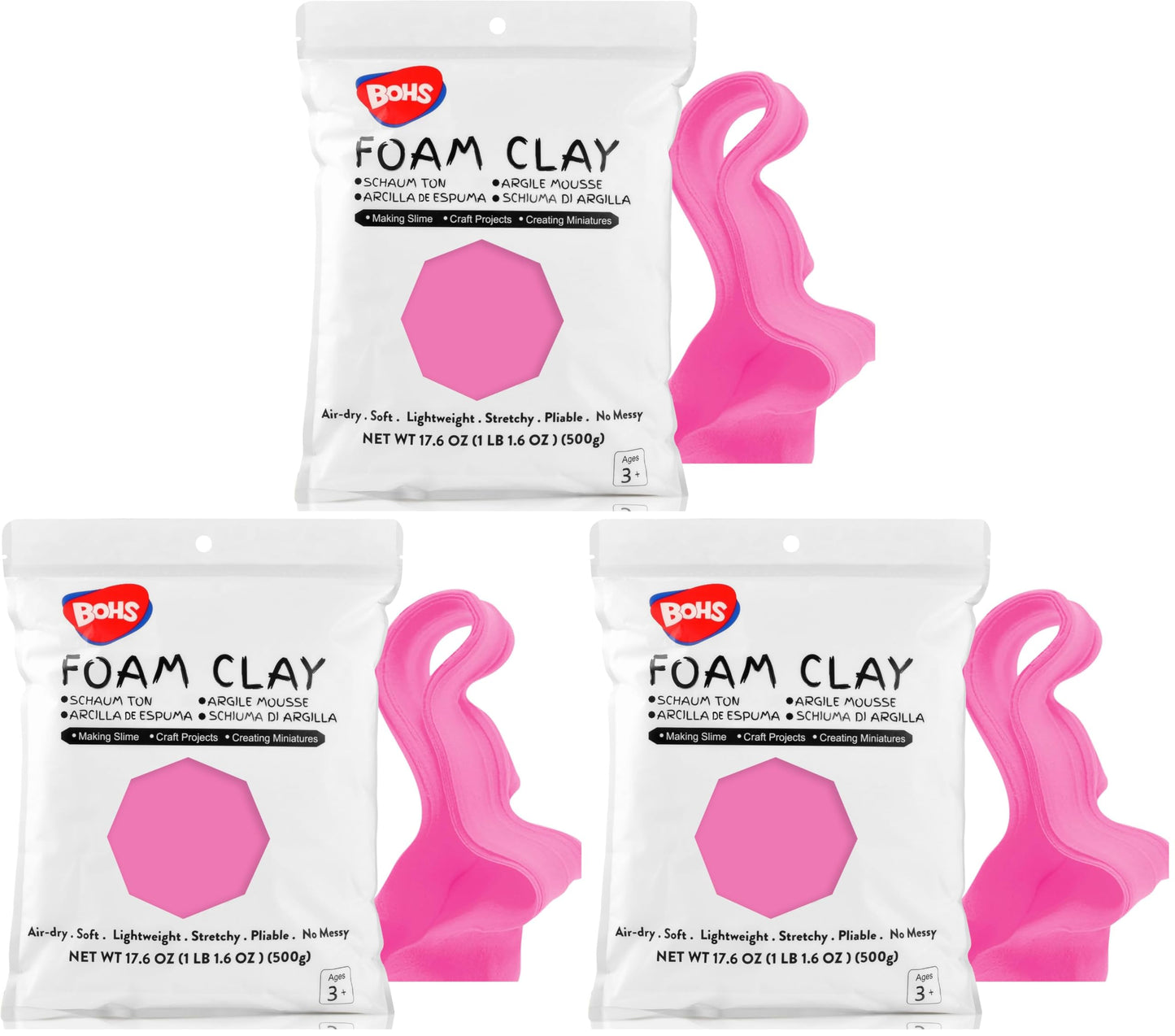BOHS Foam Clay, White Air Dry Modeling Clay, 1.1 lb
