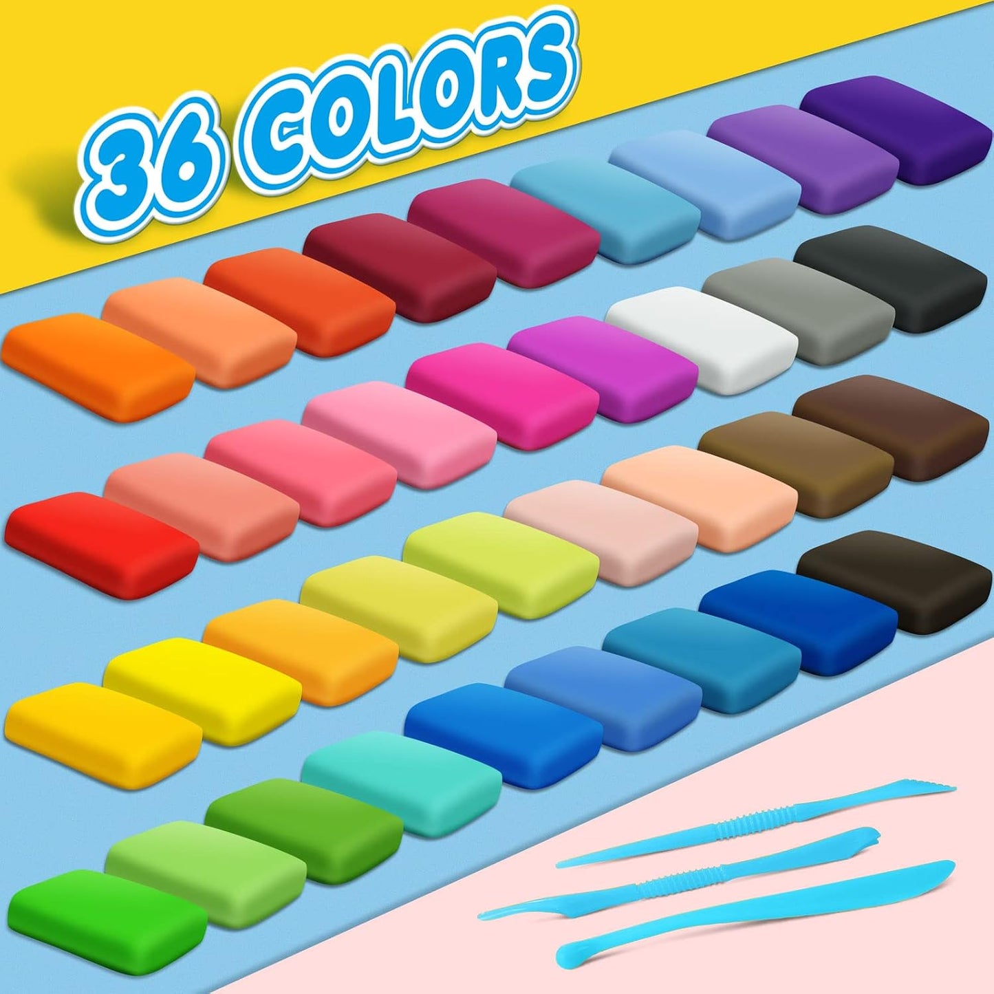 Air Dry Clay, 36 Colors Modeling Magic Clay for Kids