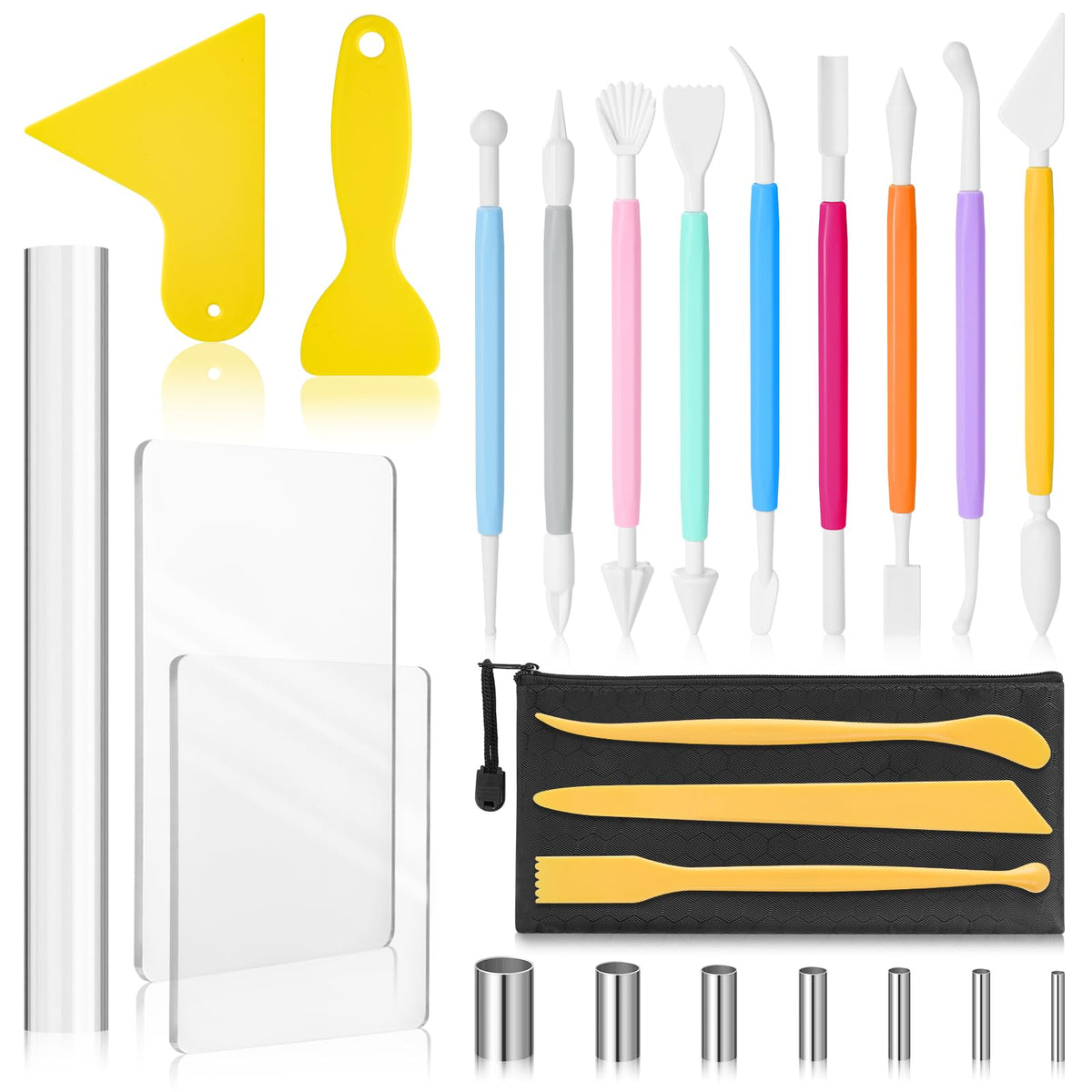 Amrules 43 Pcs Polymer Clay Sculpting Tools Kit for Adults, Light Yellow