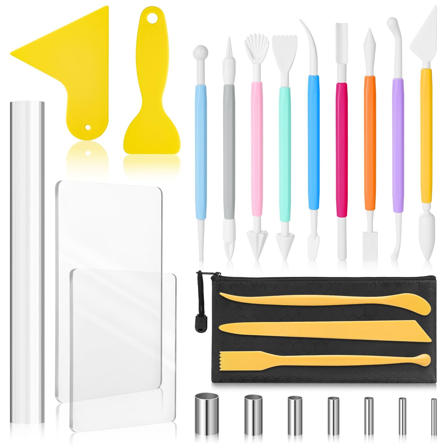 Amrules 4 Pcs Clay Hole Cutters Sculpting Tools Set for Pottery