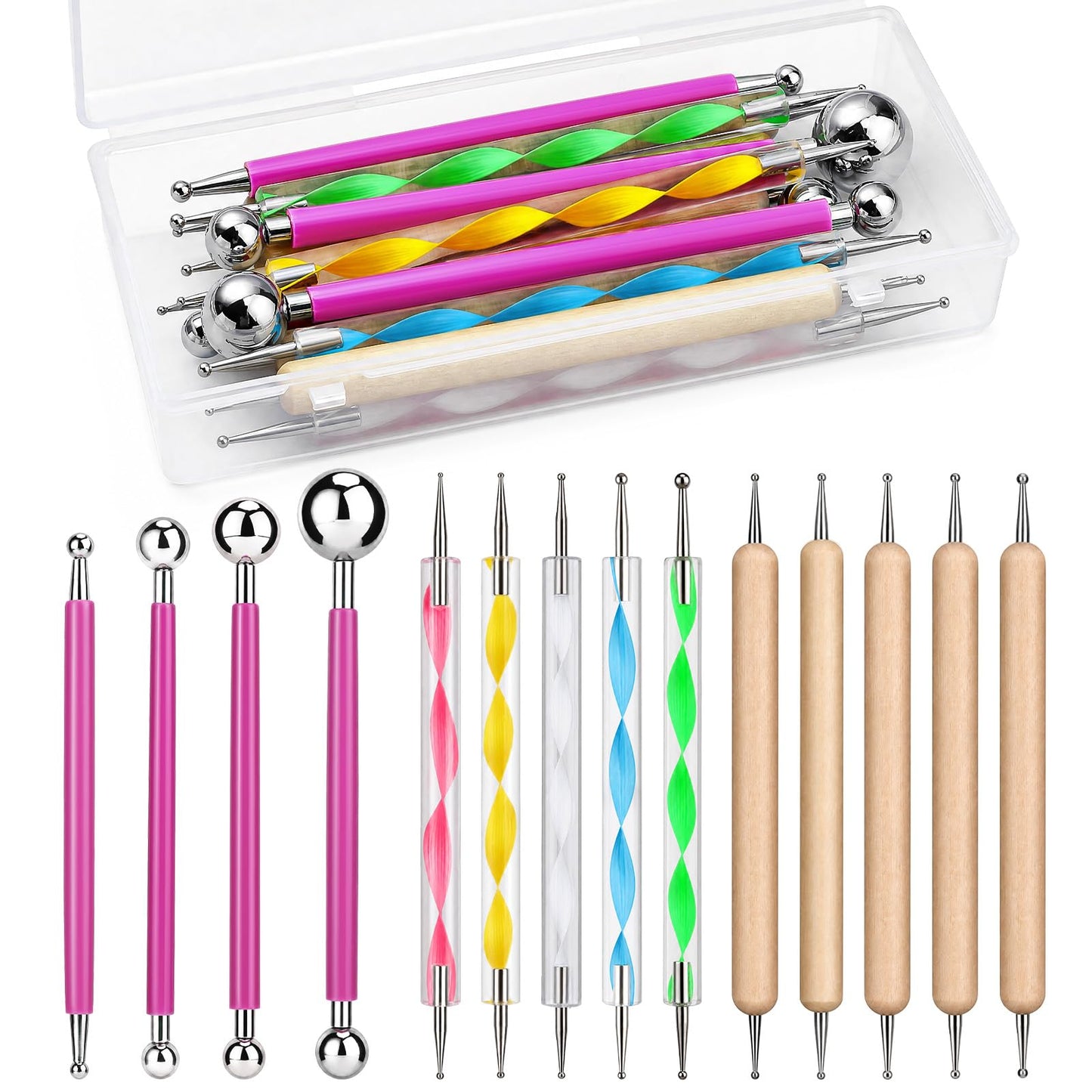 LOKUNN 14 Pcs Dotting Tools Embossing Tool Dotting Tools Set Rock Painting