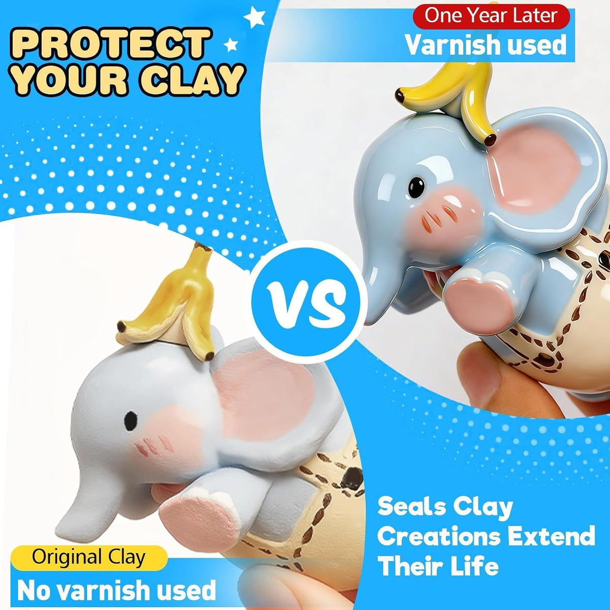 3.4FL OZ Air Dry Clay Glaze & 25pcs Tools Kit, Gloss Protective Sealant