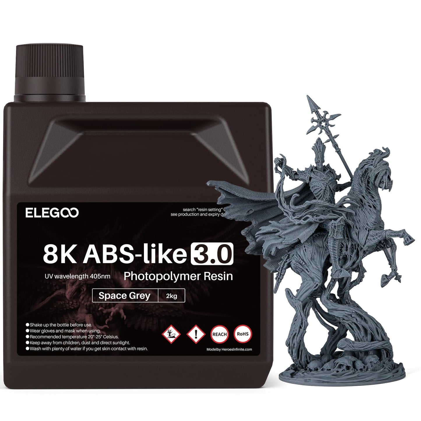ELEGOO Upgraded ABS-Like 3D Printer 8k Resin 3.0, 405nm UV-Curing LCD Resin High Precision Fast Curing Non-Brittle Photopolymer Resin for LCD Printing Red Clay 2KG