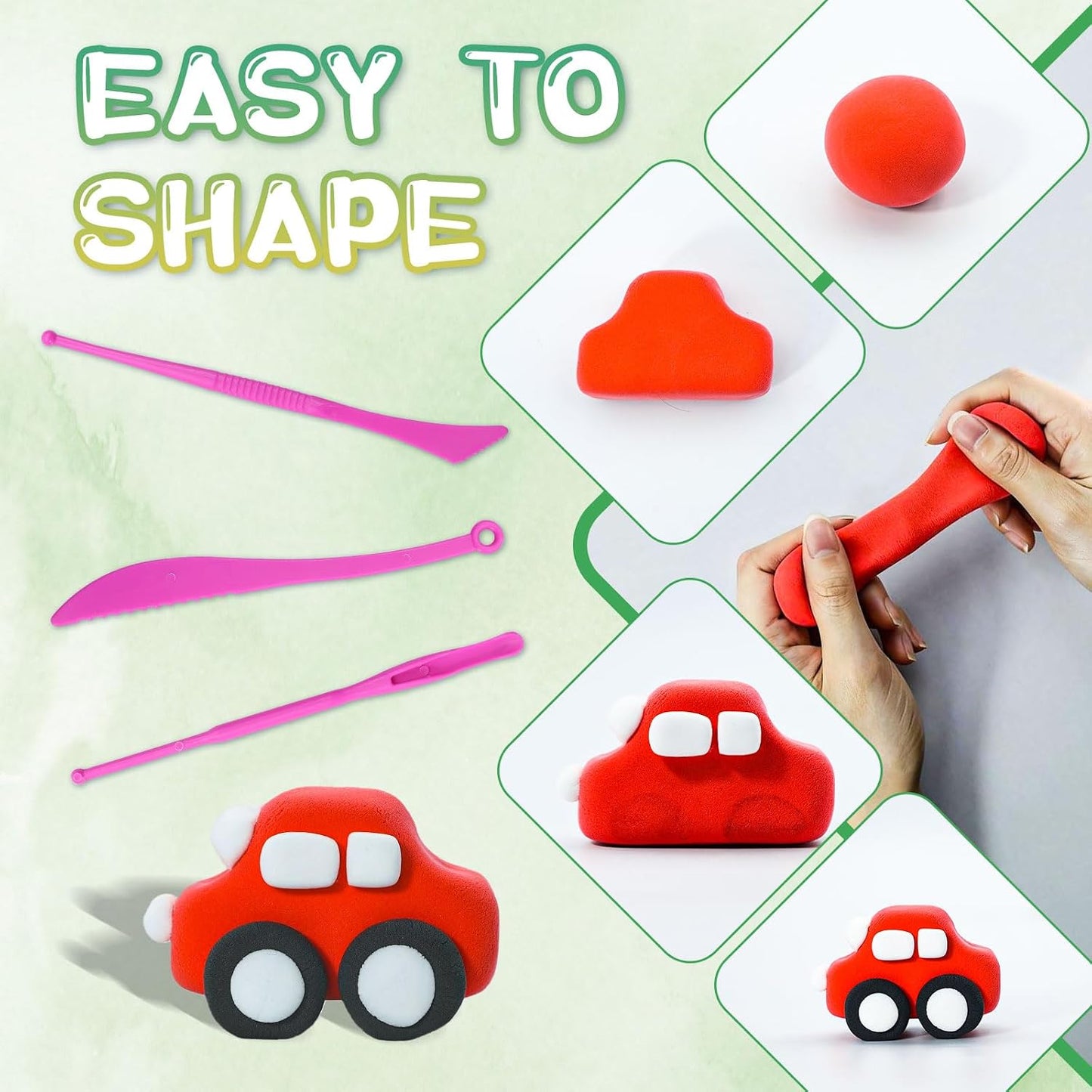 36 PCs Air Dry Clay Kit for Kids Age 3-12 with 3 Sculpting Tools 36 Colors