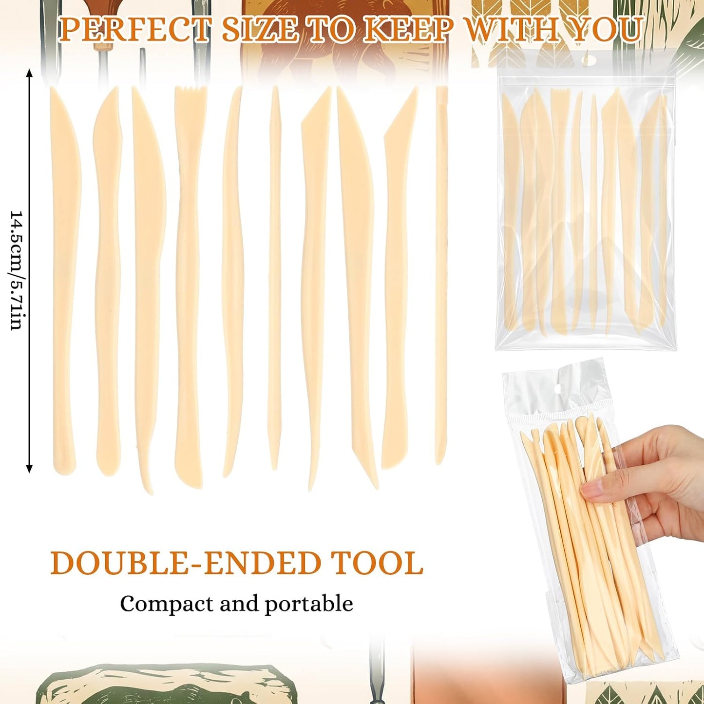 Ferrochef 10 Set 100 Pcs Clay Tools, Plastic Sculpting Tools, Classic Style