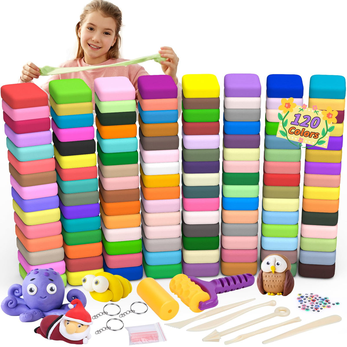 254 Pcs Air Dry Clay 160 Colors Modeling Model Magic Clay for DIY Molding Starter Kit with Sculpting Tools,Ultra Light Soft Non-Toxic Arts & Crafts Gift for Boys Girls Birthday Party Favors