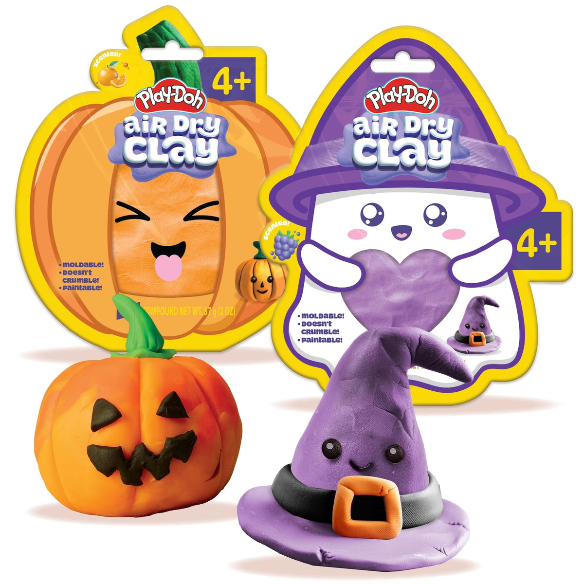 Play-Doh Scented Air Dry Clay, 2-Pack Halloween Bundle, 1 Purple Grape, 1 Orange, Goodie Bag Stuffers, Art Supplies, Arts and Crafts for Kids, Craft Supplies, Toddler Party Favors