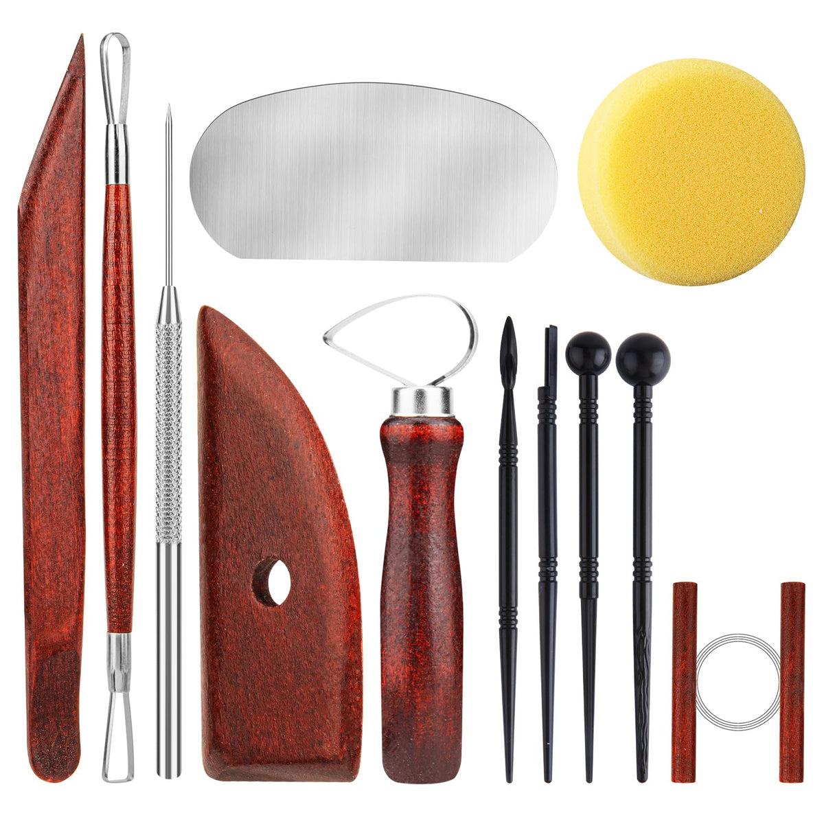 48PCS Pottery Tools Kit for Sculpting, Clay Carving Tools, Ceramic Tools for Polymer Clay, Modeling, Trimming, Molding, Shaping, Pottery Kiln, Arts Crafts Supplies, Adults, Students, Beginners, Pros
