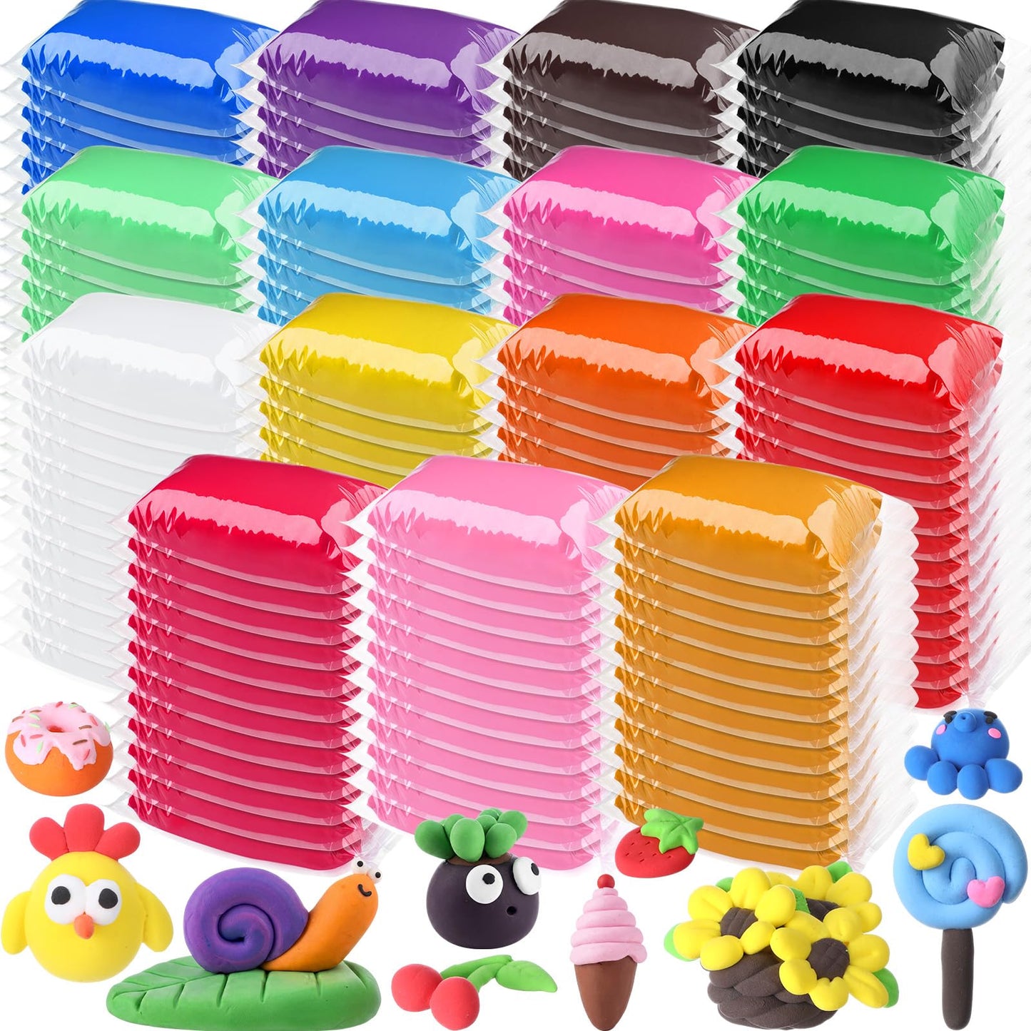 VioraWhite 72 Pcs 38oz Air Dry Clay Bulk Modeling Clay,Classic Color