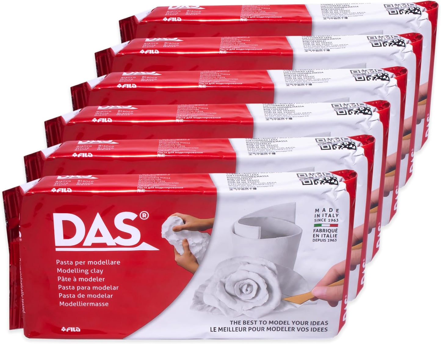 DAS Modeling Clay Air Hardening, White, 2.2lb, 6 Pack, 1 Count