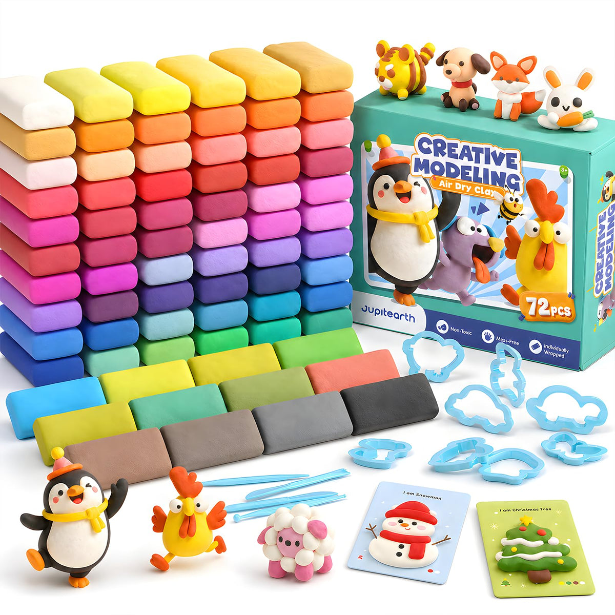 JUPITEARTH Air Dry Clay for Kids, 36 Colors Modeling Clay Kit