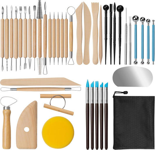 Amrules 43 Pcs Polymer Clay Sculpting Tools Kit for Adults, Light Yellow
