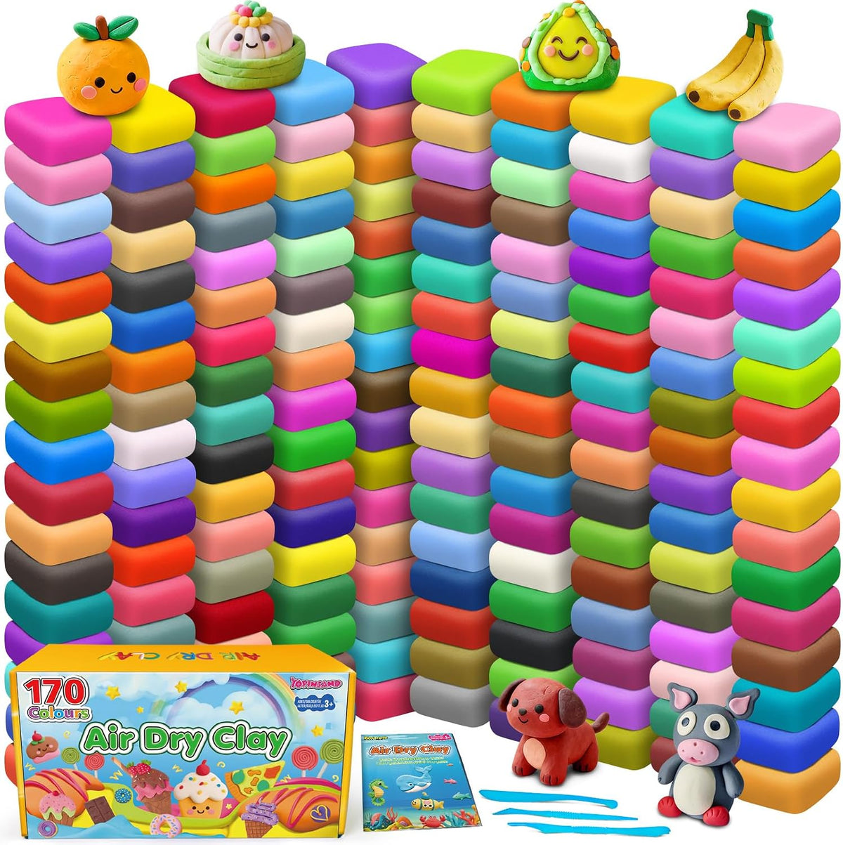 Air Dry Clay 170 Colors, Modeling Clay for Kids, DIY Molding Toy with Tools