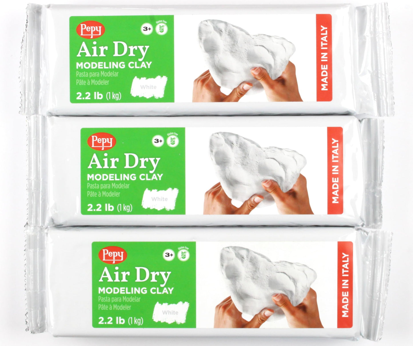 Pepy Premium European Air Dry Modeling Clay White 2.2 lb Bar, Easy to Use Air-Hardening Clay for Classroom and Montessori Sculpting and Crafts Projects