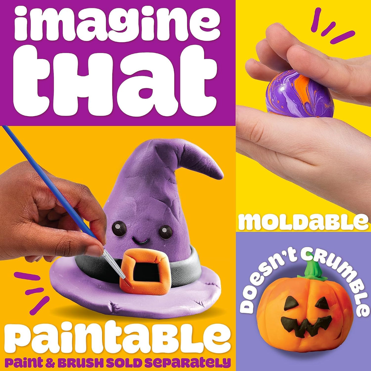 Play-Doh Scented Air Dry Clay, 2-Pack Halloween Bundle, 1 Purple Grape, 1 Orange, Goodie Bag Stuffers, Art Supplies, Arts and Crafts for Kids, Craft Supplies, Toddler Party Favors