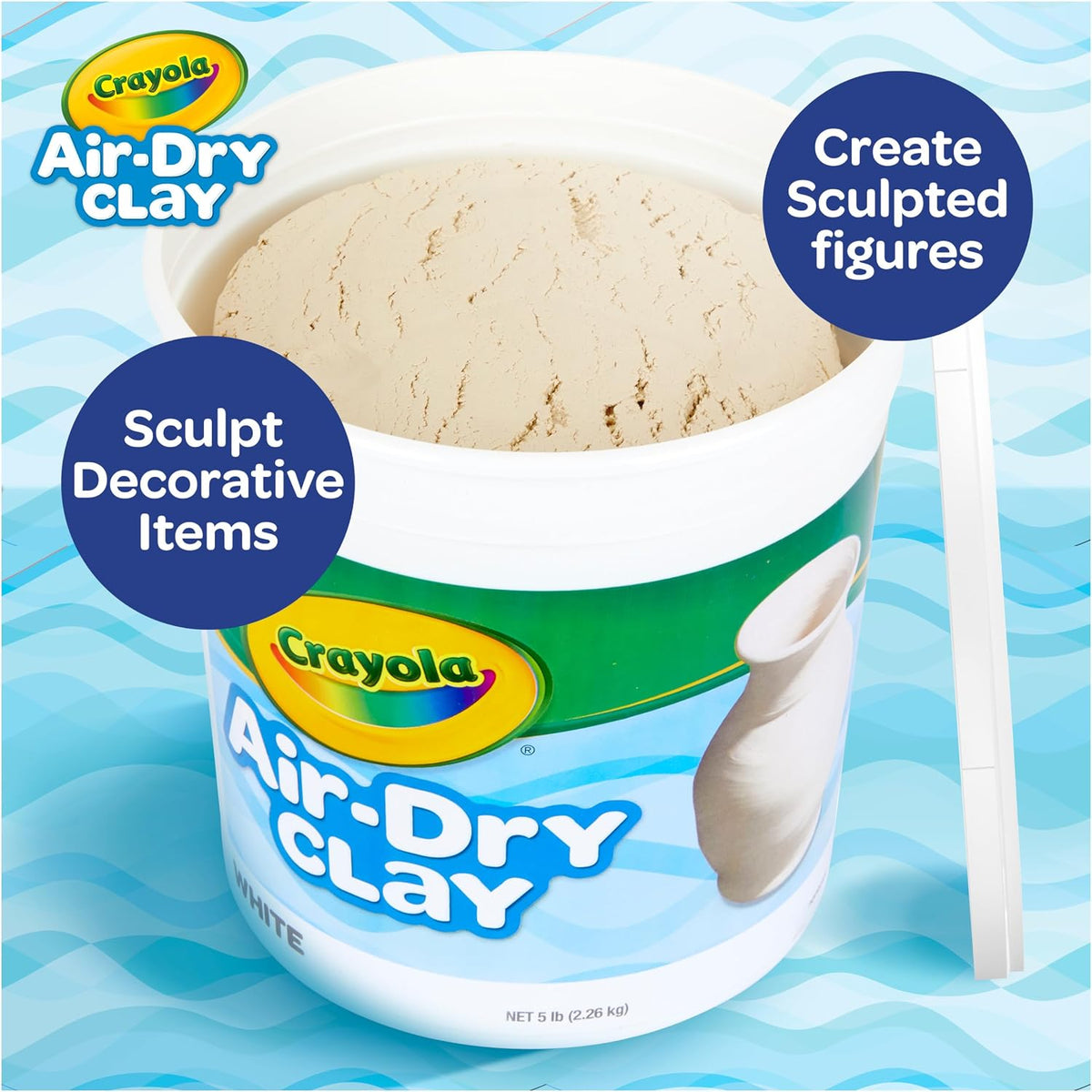Crayola Air Dry Clay (5lbs), Teacher Supplies, Natural White Modeling Clay for Kids, Sculpting Material, Bulk Craft Supplies for Art Classrooms, Pack of 4