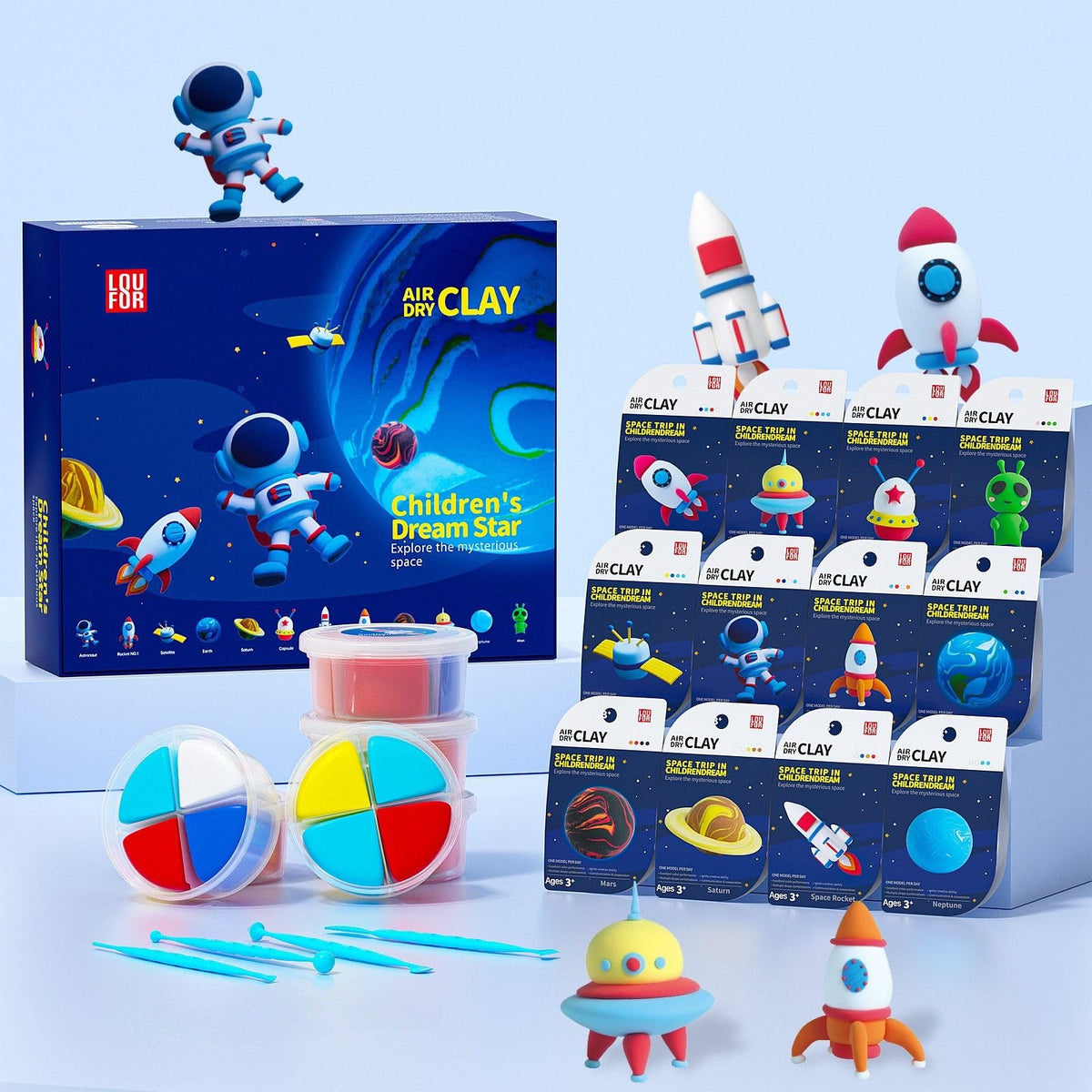 LOUFOR Air Dry Clay Kits for Kids, 12 Boxes