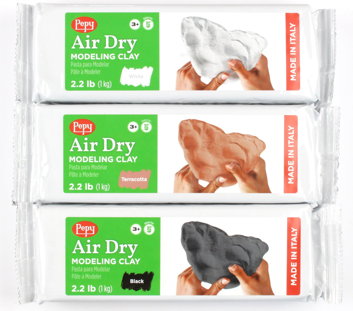 Pepy Premium European Air Dry Modeling Clay White 2.2 lb Bar, Easy to Use Air-Hardening Clay for Classroom and Montessori Sculpting and Crafts Projects