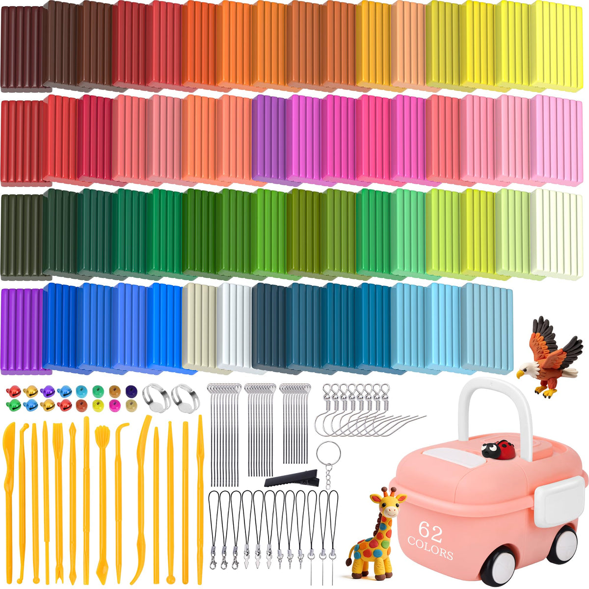 254 Pcs Air Dry Clay 160 Colors Modeling Model Magic Clay for DIY Molding Starter Kit with Sculpting Tools,Ultra Light Soft Non-Toxic Arts & Crafts Gift for Boys Girls Birthday Party Favors
