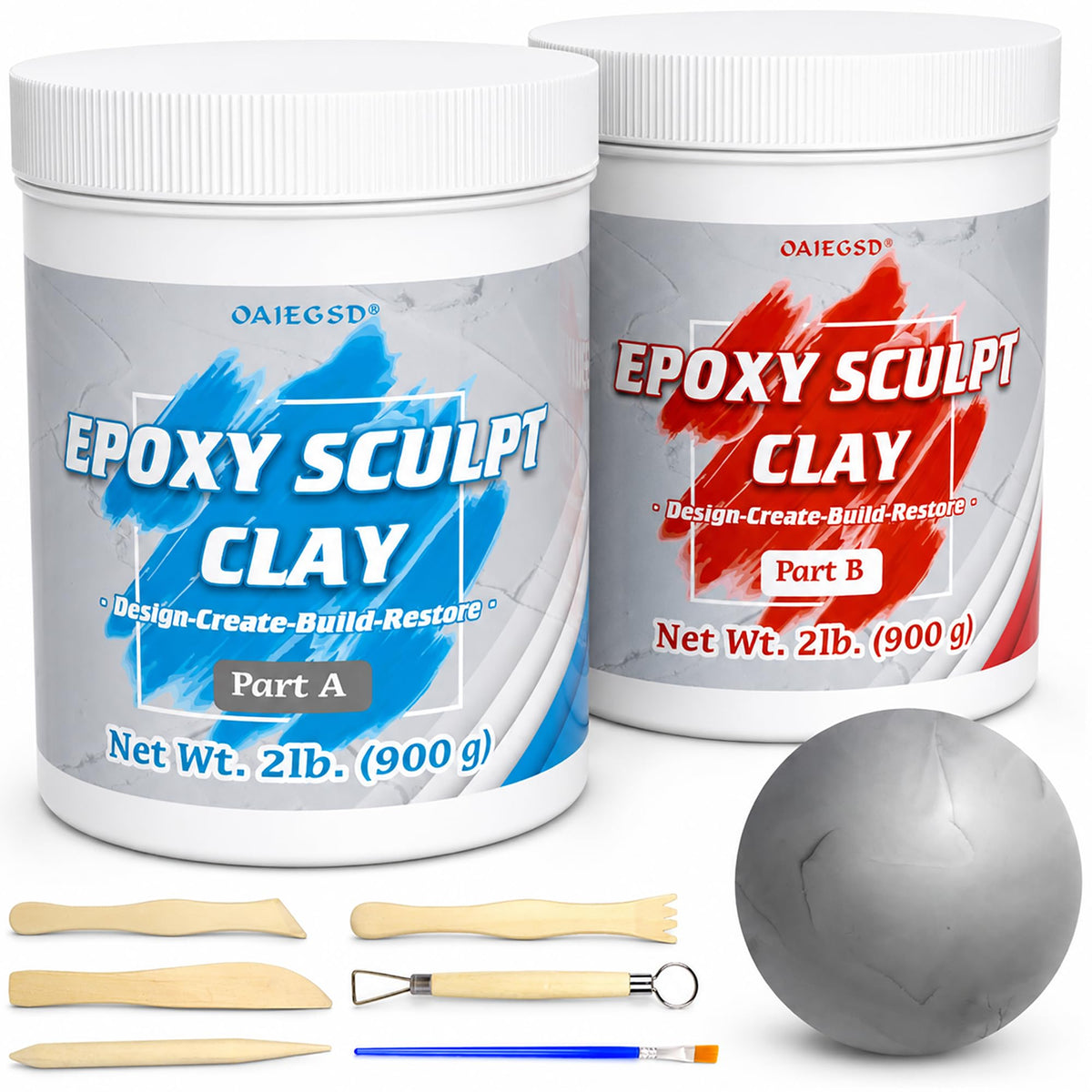1 lb White Epoxy Putty Sculpt Clay, 2 Part Self Hardening Modeling Clay